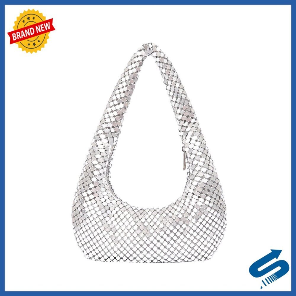 Metallic Glitter Sequin Hobo Bag Evening Party Elegant Chic Handbag